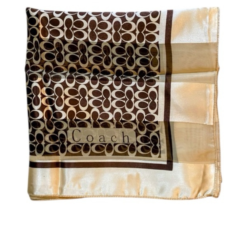 COACH Vintage Scarf Shimmering Gold Crème and Brown